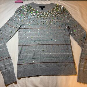 Halogen Gray Sweater with Multicolor Sequins